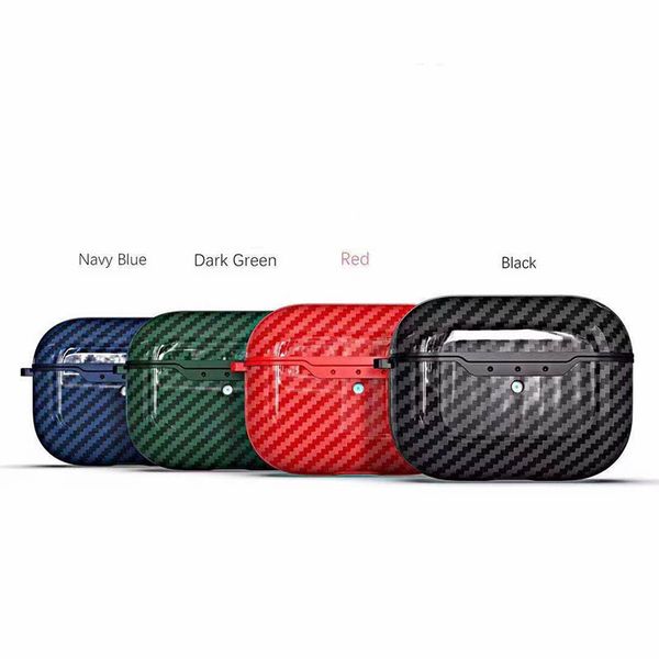 

for airpods pro case silicone carbon fiber texture pouch protection shockproof case for air pods 3 wireless earphone color bags with hook