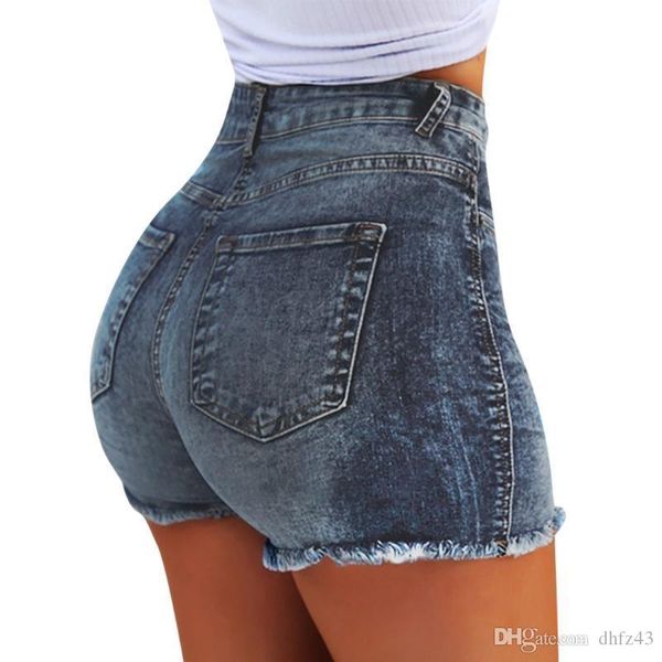 

women's summer shorts new women summer short jeans denim female pockets wash denim shorts, Blue