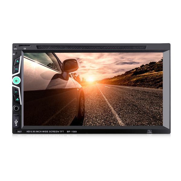 

mp1569 2 din 6.95 inch bluetooth car stereo dvd cd player with hd tft touch screen supports hands-call / 32gb tf card car dvd