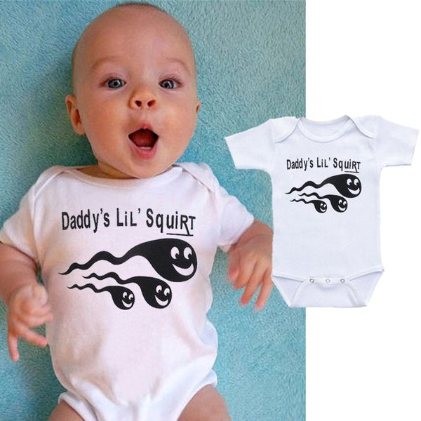 

Newborn daddy's LiL's squirt Bodysuit Summer Baby Boy Girls Cotton Short Sleeve Jumpsuit Bodysuit 0-24M