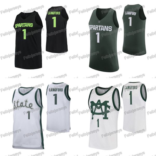 

Michigan State Spartans #1 Josh Langford Jersey College Basketball Jersey College Basketball Jerseys Fast Free Shipping