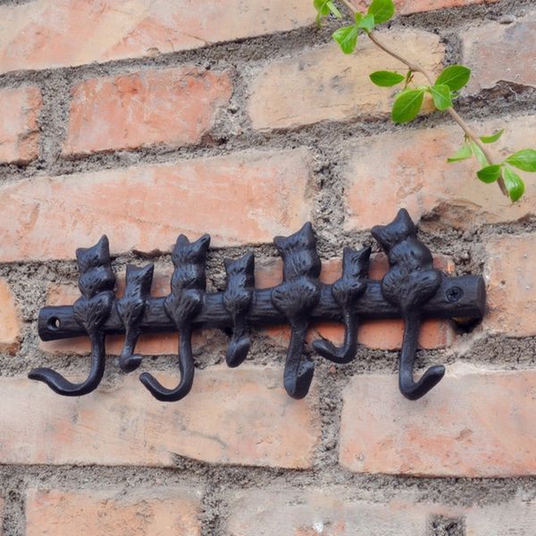 

7 cats cast iron wall hanger-decorative keys holder with 7 hooks-wall mounted