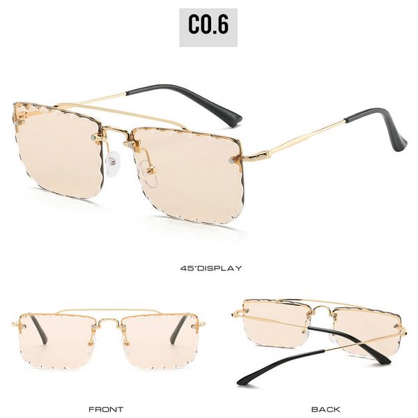 

double beam подстриженные квадратные солнцезащитные очки без оправы vintage квадратные солнцезащитные очки женщины марка модный сплав красны