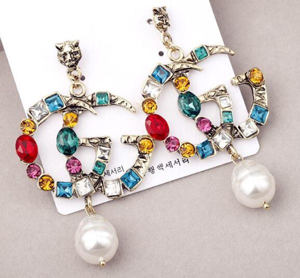 

luxury double letter earrings women famous designer earrings stud party wedding jewelry valentine's day present accessories 8897, White