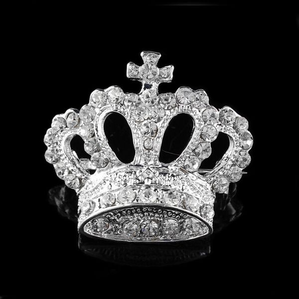 

boho victoria king queen crown crystal brooch pin silver wedding xmas, Gray