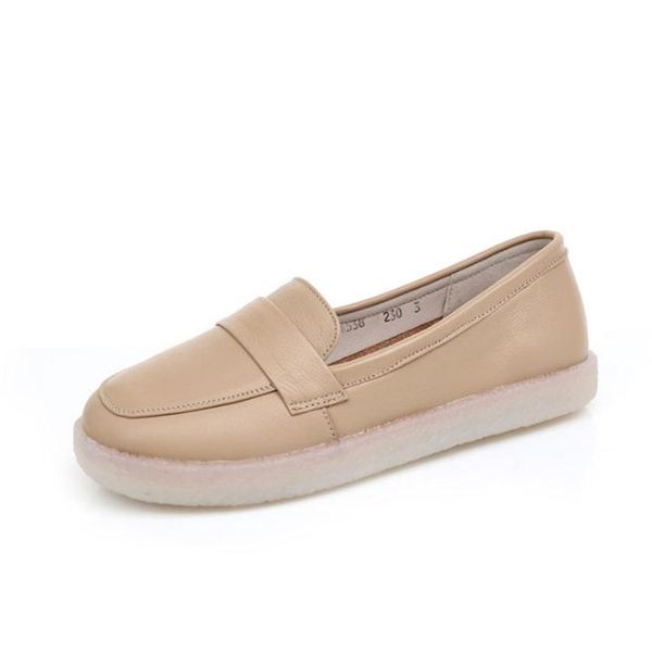

plus size women shoes casual women genuine leather shoes soft leather flat spring and autumn loafers ladies 41 42 43, Black