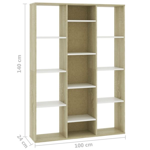 

room divider/book cabinet white and sonoma oak 100x24x140 cm chipboard garden sets
