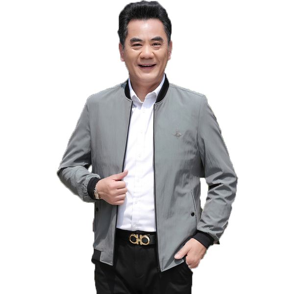 

spring autumn men smart casual bomber coats male leisure outerwear father middle aged man zipper front jacket khaki blue coats, Black;brown