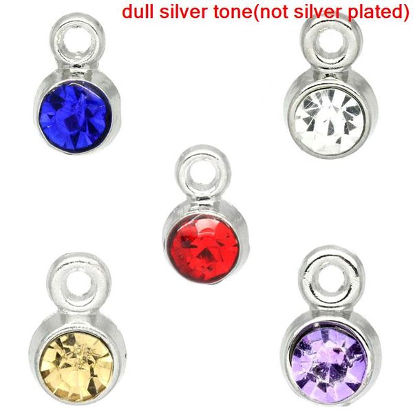 

doreen box lovely 50pcs silver color mixed rhinestone pendants 8x5mm(3/8"x1/4") (b20418