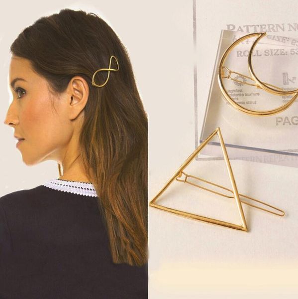 

new vintage geometric hairpins metal bow knot hair barrettes girls women hair accessories hairgrips new brand hair clip dhl, Golden;silver