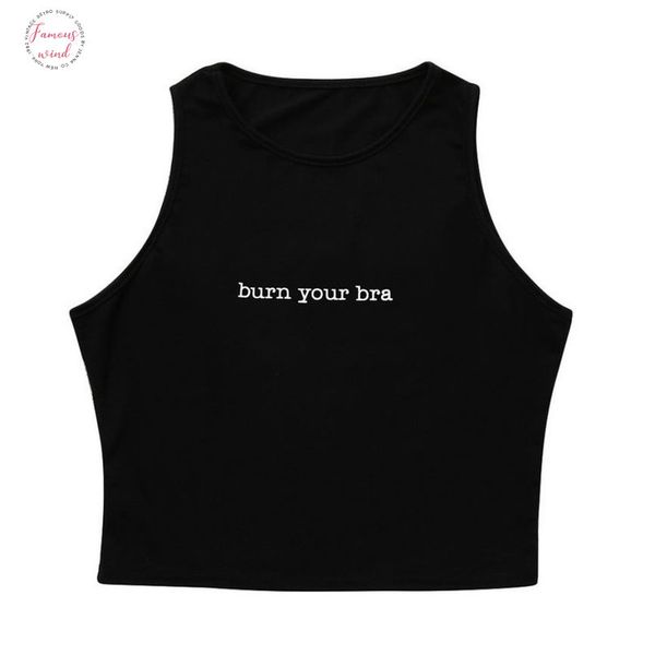 

tank crop burn your bra crop women 2020 fashion vest sleeveless mar16, White