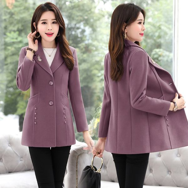 

female spring autumn long woolen jacket coat new small slim short woolen coat wool & blends winter women female jacket, Black