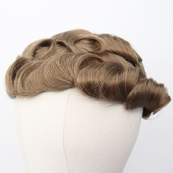 

2020 toupee blonde человеческих волос для мужчин 6 дюймов завитых кож замены pu remy волоса системы шиньоны 5x7 - 8x10 базового размер, Black