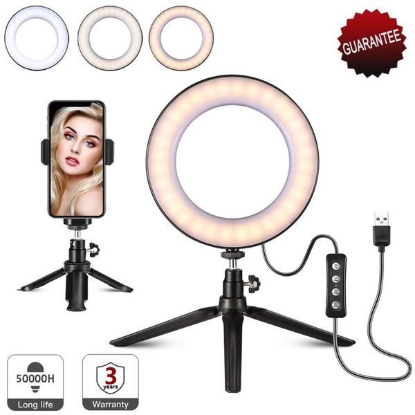 

led ring light 6.3-inch with stands and phone holder, dimmable selfie light tablefor makeup, webcasts