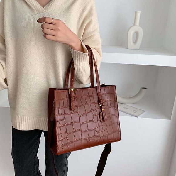 

stone pattern shoulder bag women travel bags leather bag female handbags women bags