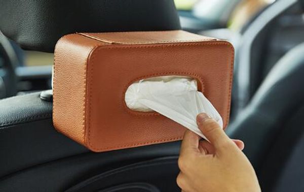 

universal car sun visor tissue box holder pu leather tissue box cover case for paper auto organizer accessories