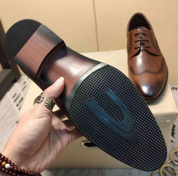 

original box] luxury new business mens oxfords dress lace up walking cow leather drive casual party shoes size 38-44, Black