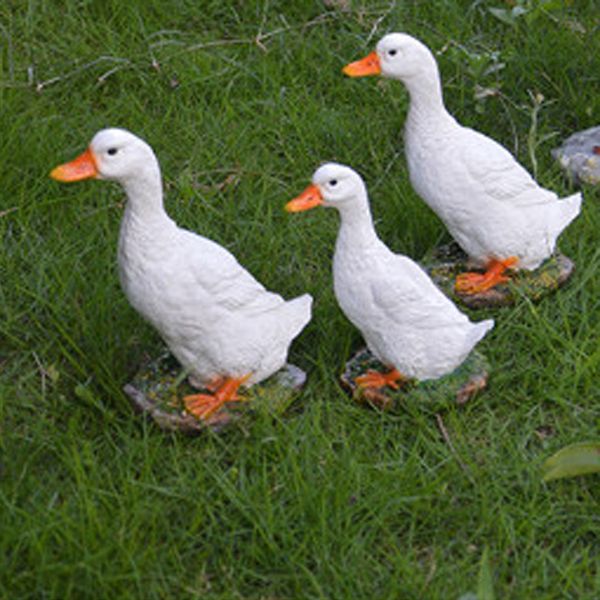 

2pcs garden gift farm resin animal ornament pond water standing duck s