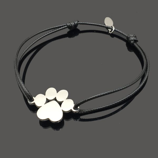 

bear footprint stainless steel can adjust rope bracelet stainless steel pendeloque cut bracelet, Golden;silver