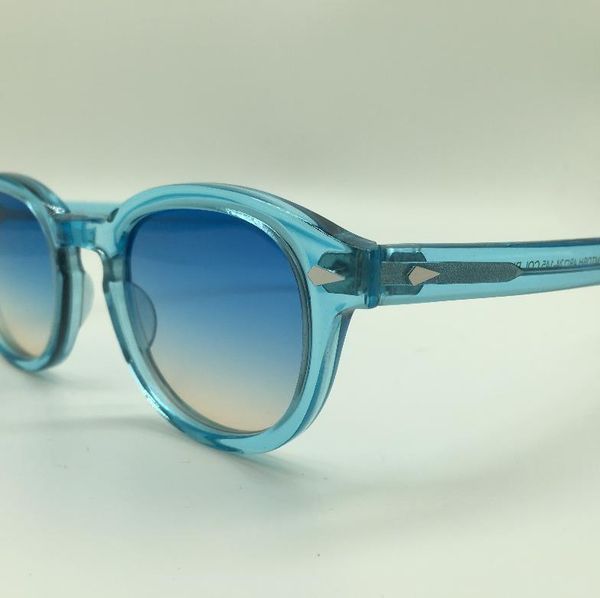 

speike customized fashion lemtosh johnny depp style sunglasses vintage round sun glasses blue-brown lenses sunglassesdr35, White;black