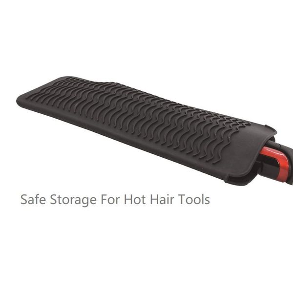

black resistant silicone mat pouch for flat iron, curling iron,hair tools