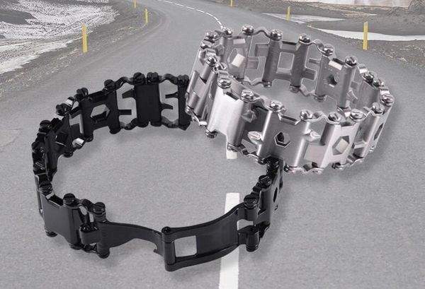 

29 in 1 multifunction tread bracelet outdoor bolt driver tools kit travel friendly wearable multitool stainless steel