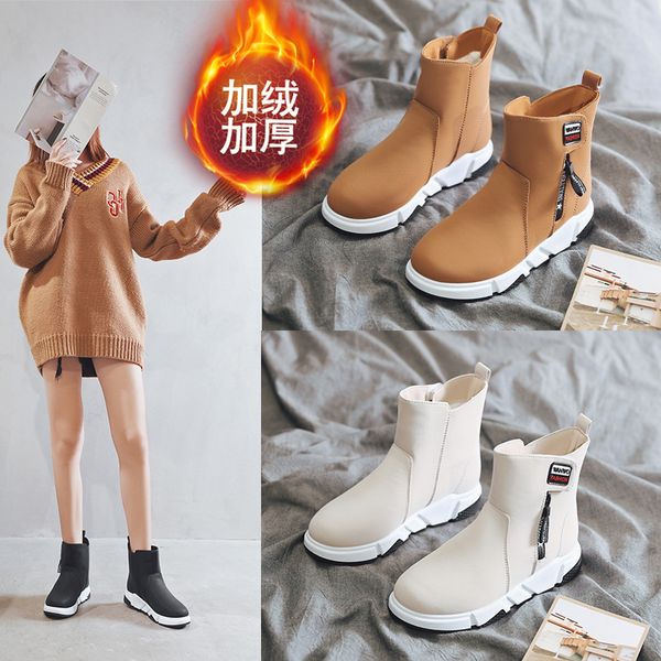 

winter shoes women snow boots warm shoes cold winter woman ankle boots faux suede plush women's 621, Black