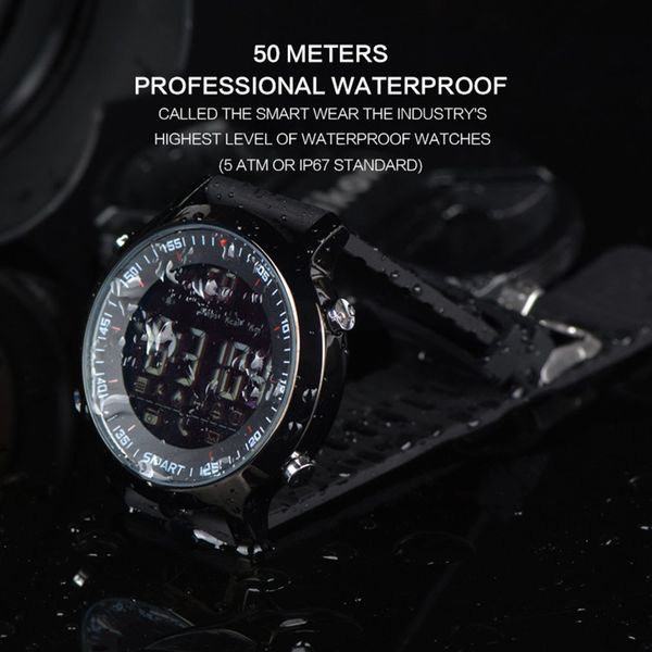 

professional diving sports wristwatch 5atm ip67 waterproof ex18 bluetooth smart watch phone message push for boys men gifts, Slivery;brown