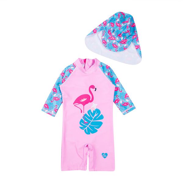 

baby girl flamingo swimwear uv 50+ sun protection one piece infant bathing suit beachwear swimsuit diving surfing