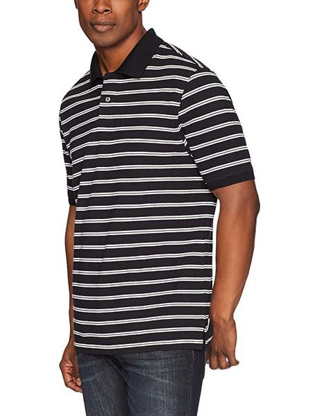 

2020 new men's clothing cross-border striped loose lapel polo shirt men's short-sleeved t-shirt father's day gift for dad /ga, Gray;blue