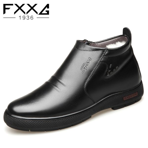 

new winter shoes for men: warm men's shoes with leather and wool lining, casual high-cotton and ankle boots, Black