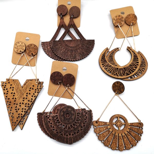 

african drop wooden earrings can mixed 5 designs, Silver