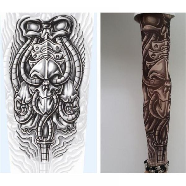

1pc high elastic temporary tattoo sleeves arm stockings skin proteive nylon stretchy fake cool men fashion arm warmer, Silver
