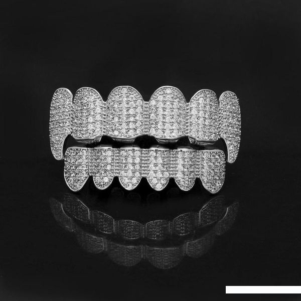

gold grillz teeth rhinestone bottom teeth grills set shiny bling iced out teeth grillz hip hop jewelry, Black
