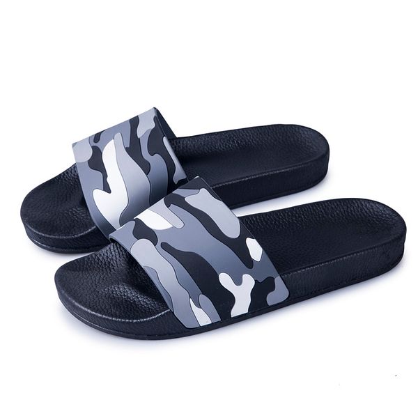 

men slippers casual shoes non-slip indoor outdoor summer slides camouflage sandals 4 colors zapatos hombre, Black