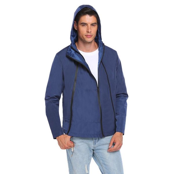 

men casual hoodie long sleeve front zipper height 186cm, bust 102cm, waist 82cm, hip 95cm pocket raincoat, Black;brown
