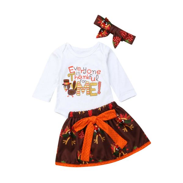 

baby girls my 1st thanksgiving outfit romper tutu dress 3pcs clothes set, White