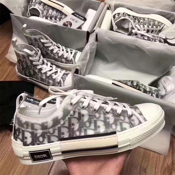 

dÃ¬or oblÃ¬que homme x kÃ ws by kÃ¬m jones men women fashion design casual shoes high sneakers skateboard shoes, Black