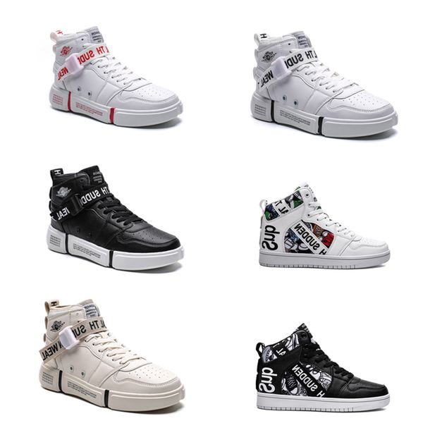 

ship non-brand men 1 utility classic black white women casual shoes skateboarding high trainers sports sneakers size 36-44 style #15, White;red
