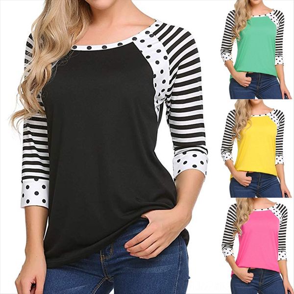 

2019 autumn women's casual t-shirt with seven sleeves and round collar 2019 autumn women's casual t-shirt with seven sleeves and r, White