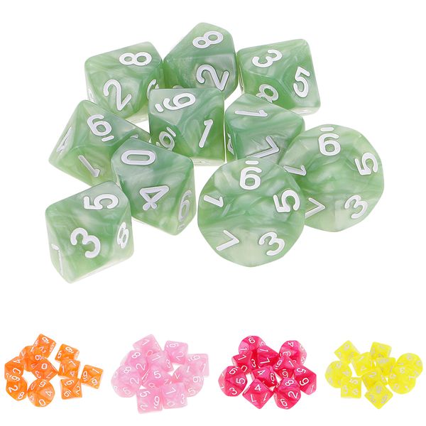 

10шт 10 кубика d10 многогранные dice для подземелья и драконы mtg rpg игры lovers, Black