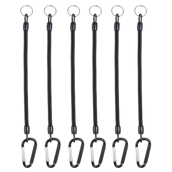 

6pcs fishing lanyards boating fishing ropes secure pliers lip grips tackle fish tools (black