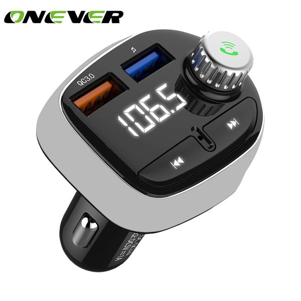

onever fm transmitter mp3 player hands-car kit support tf card u disk lcd display with quick charger adapter