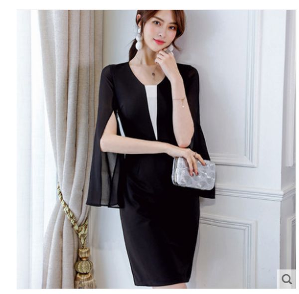 

light black women's clothing han edition cultivate one's morality dress, Black;gray