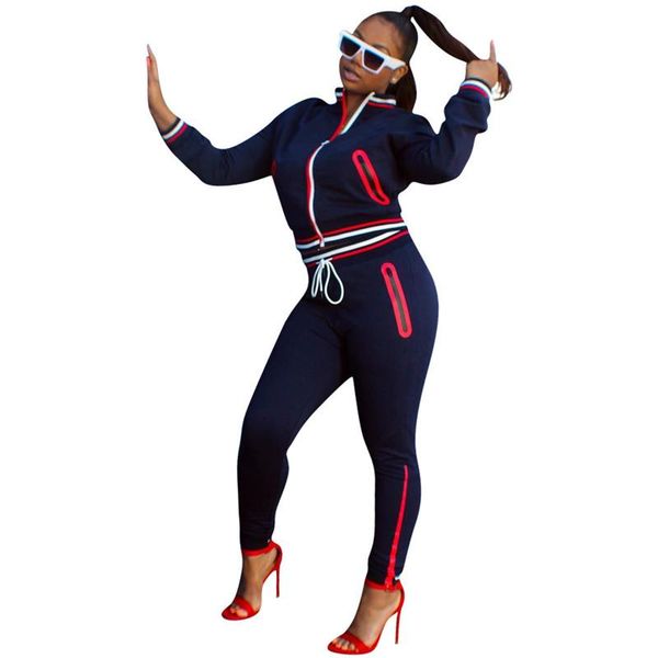 

tracksuits fashion stripe casual sports style women two piece sets skinny tracksuits women long sleeve 2pcs panelled women designer, Gray