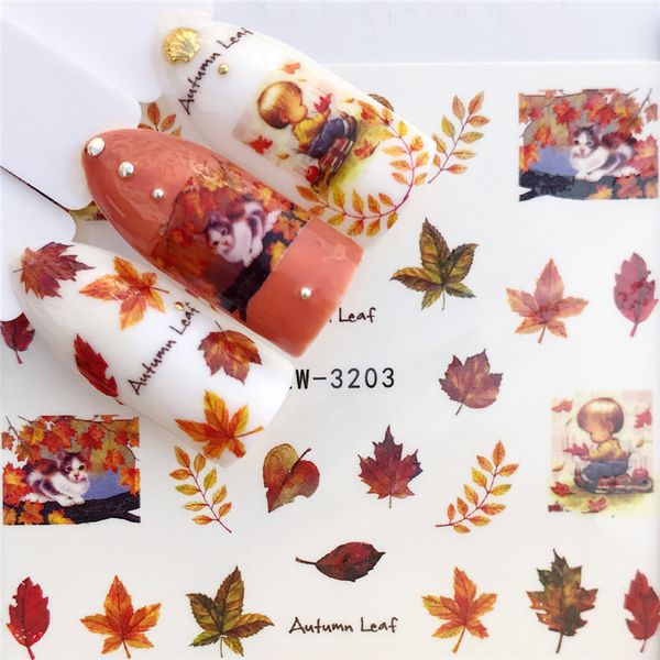 

lcj 1 pc autumn leaves/ flamingo / horse / flower water transfer nail art sticker beauty decal nails art decorations, Black