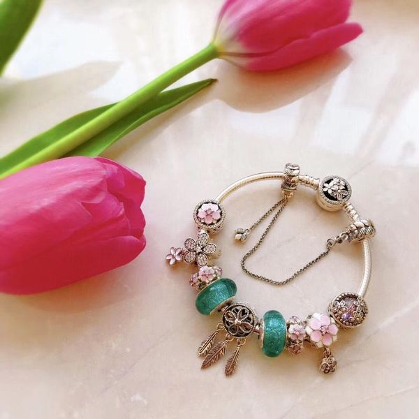 

lidu 100%925 silver, fashionable and exquisite magnolia bracelet, delivery, manufacturer wholesale, Golden;silver