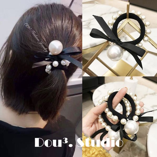 

hair accessories pearl elastic rubber bands ring headwear girl bows elastic hair band ponytail holder scrunchy rope jewelry