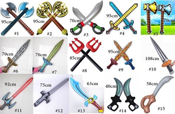 

15 design swords prop inflatable swim pool toy children inflated sword knife axe large swimming toys halloween cosplay pirate props decor