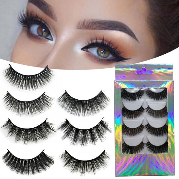 

5 pairs 3d faux mink false eyelashes thick volume natural for beauty makeup extension fake eyelashes strip lashes laser box
